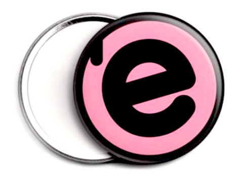 Eruption Radio UK 'E' Logo 56mm Round Mirror (Pink & Black)